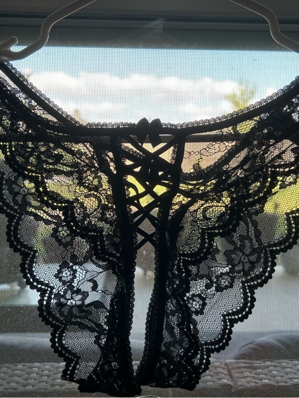 Adore Me Black Lace Crisscross Cheeky Panty